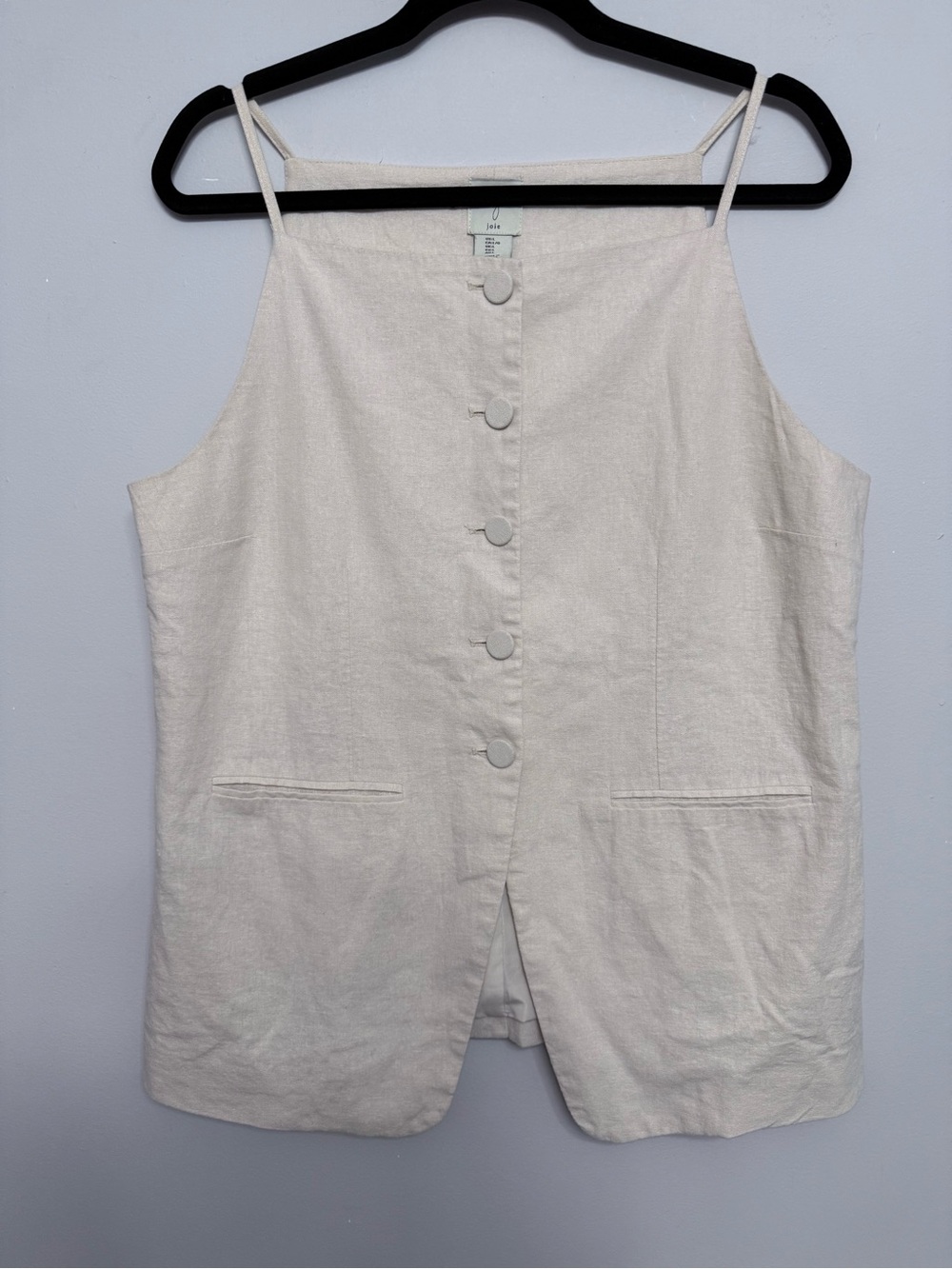Joie Cream Linen-Blend Button Up Top